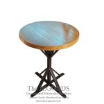 Round Wood Iron Table