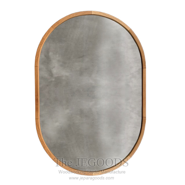 Teak Wood Oval Mirror