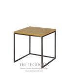 Simple Square Iron Wood Side Table